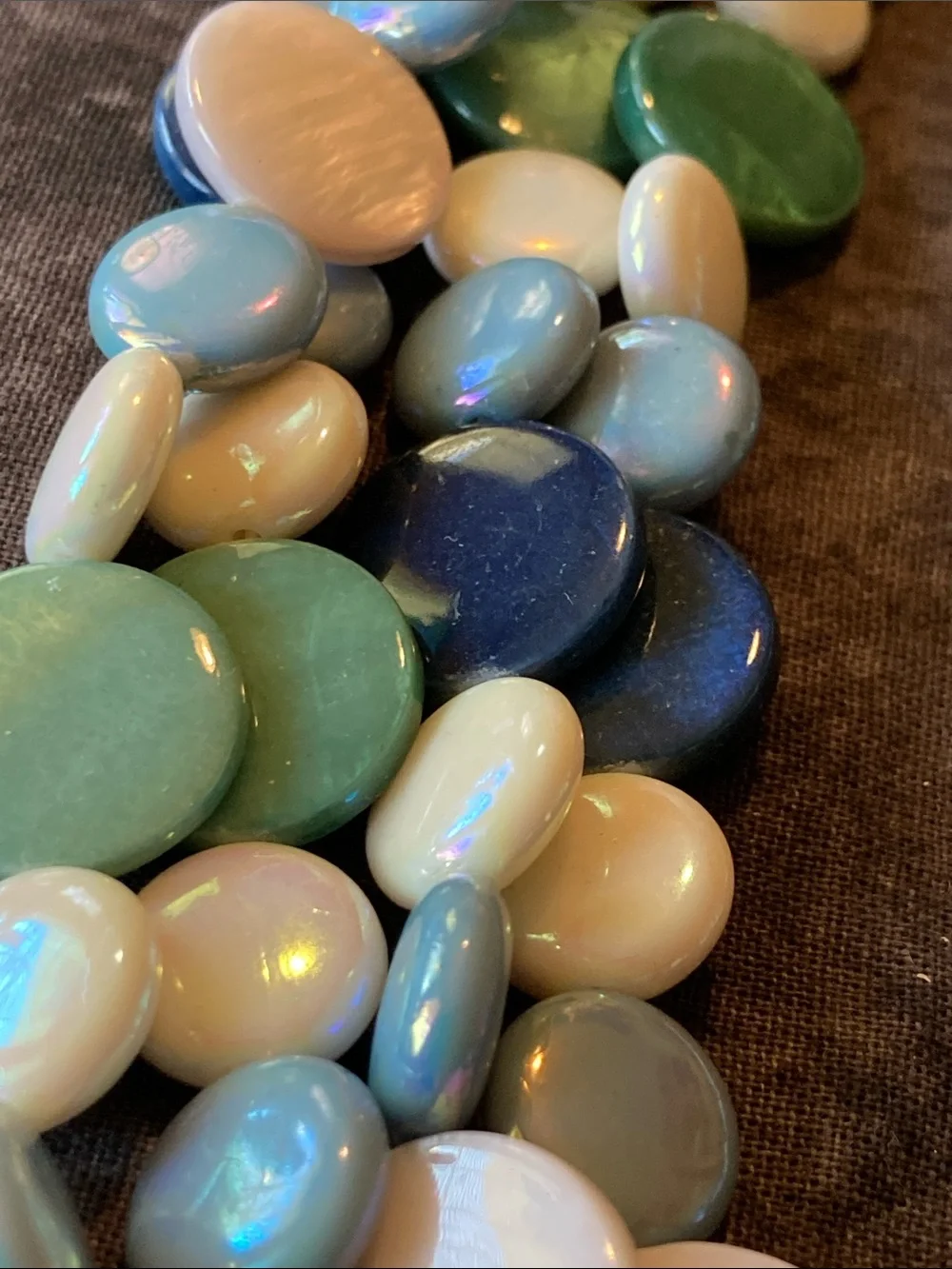 Multistrand Pastel Disc Necklace - Blue, Green, Pink